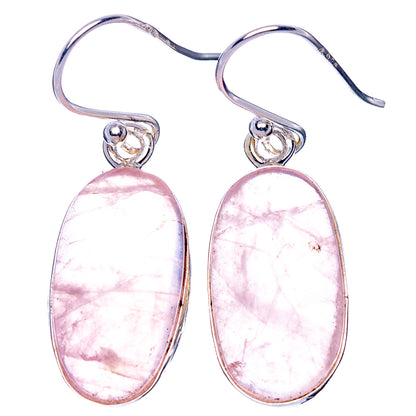 Rose Quartz Earrings 1 3/8" (925 Sterling Silver) E1715