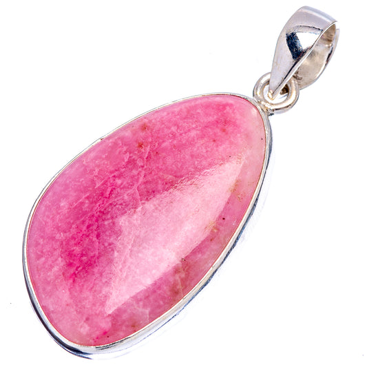 Pink oval thulite pendant with .925 sterling silver bail and bezel setting