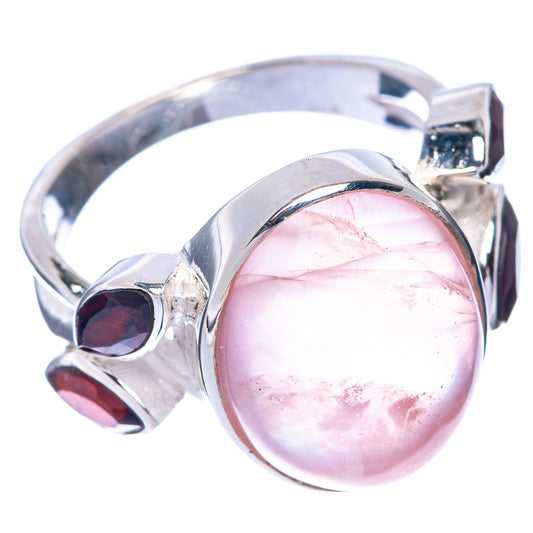 Rose Quartz, Garnet Ring Size 7.75 (925 Sterling Silver) R144845