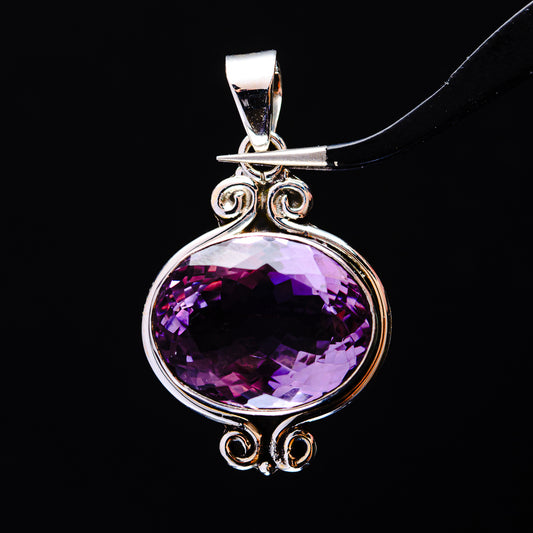 20.87ct Faceted Brazilian Amethyst Pendant 1 5/8" (.925 Sterling Silver)