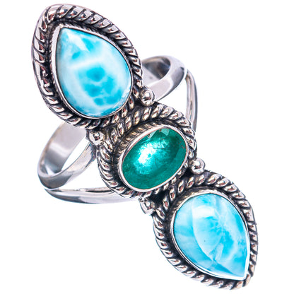 925 sterling silver ring with blue and green oval cabochon stones, braided bezel