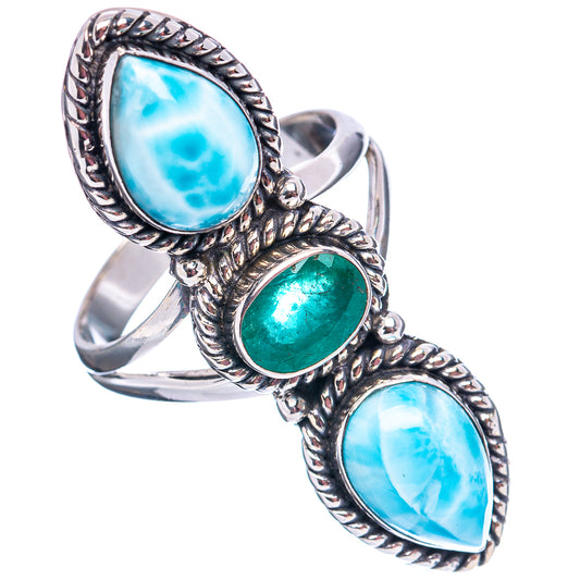 925 sterling silver ring with blue and green oval cabochon stones, braided bezel
