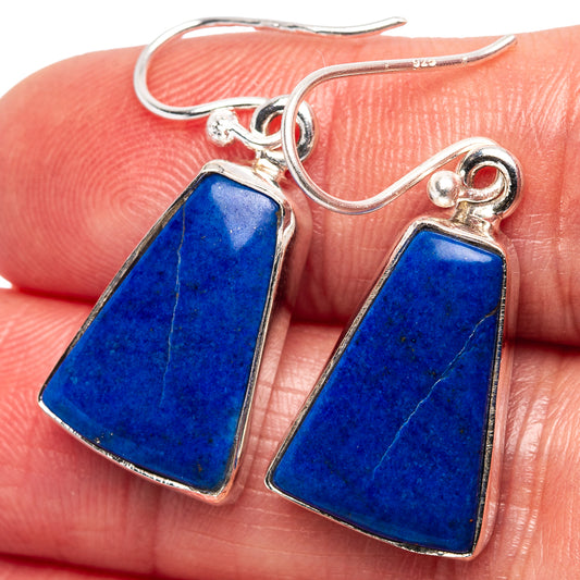 925 sterling silver lapis lazuli earrings with rectangular blue stone drops