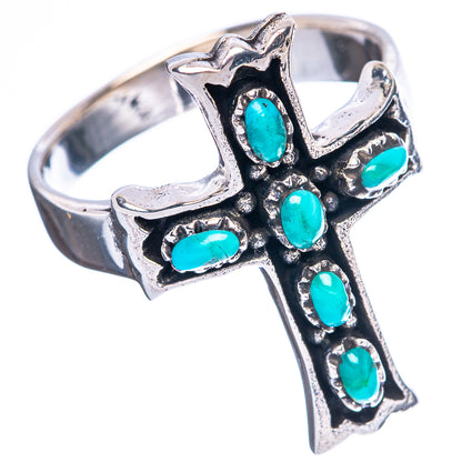 Rare Arizona Turquoise Cross Ring Size 9.5 (925 Sterling Silver) R4530