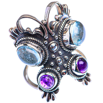 Large Aquamarine, Amethyst Ring Size 7 (925 Sterling Silver) RING140215