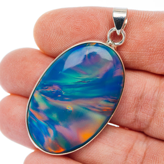 Aurora Opal Pendant 1 7/8" (.925 Sterling Silver)