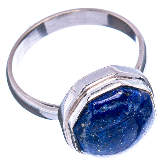 Sterling silver ring with oval lapis lazuli gemstone and split band detail, size 8