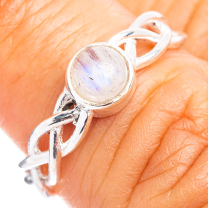 Rainbow Moonstone Dainty Ring Size 5.5 (.925 Sterling Silver)