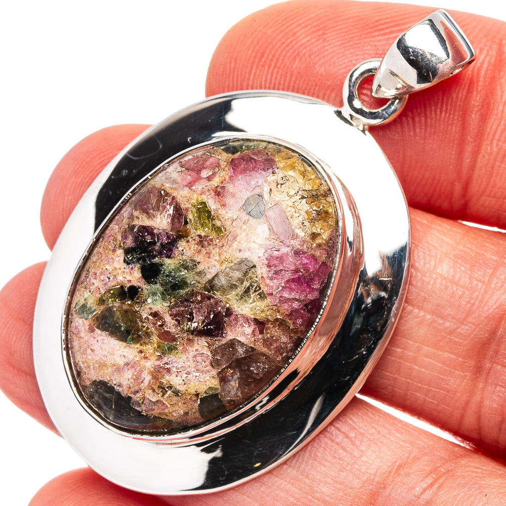 Premium Tourmaline Matrix Pendant 1 3/4" (.925 Sterling Silver)