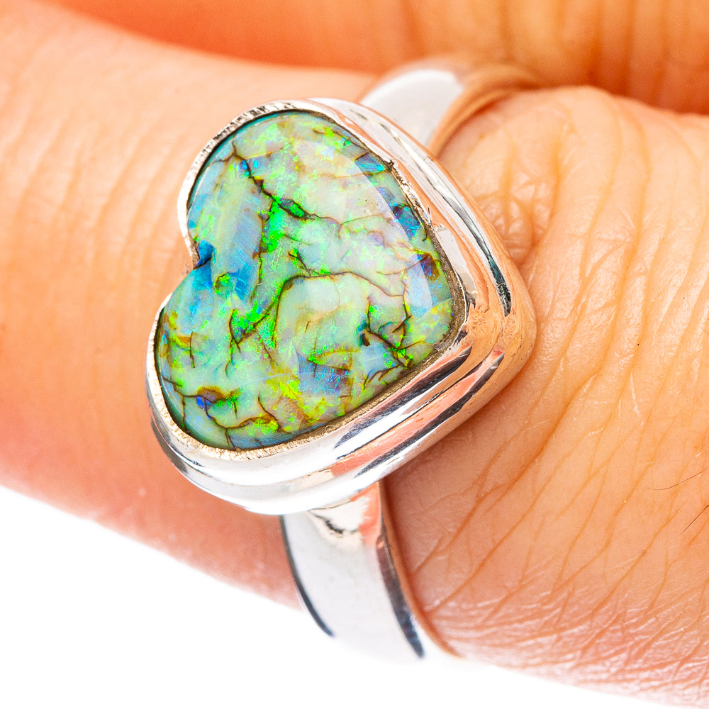 Rare Sterling Opal Heart Ring Size 7.75 (925 Sterling Silver) R4355
