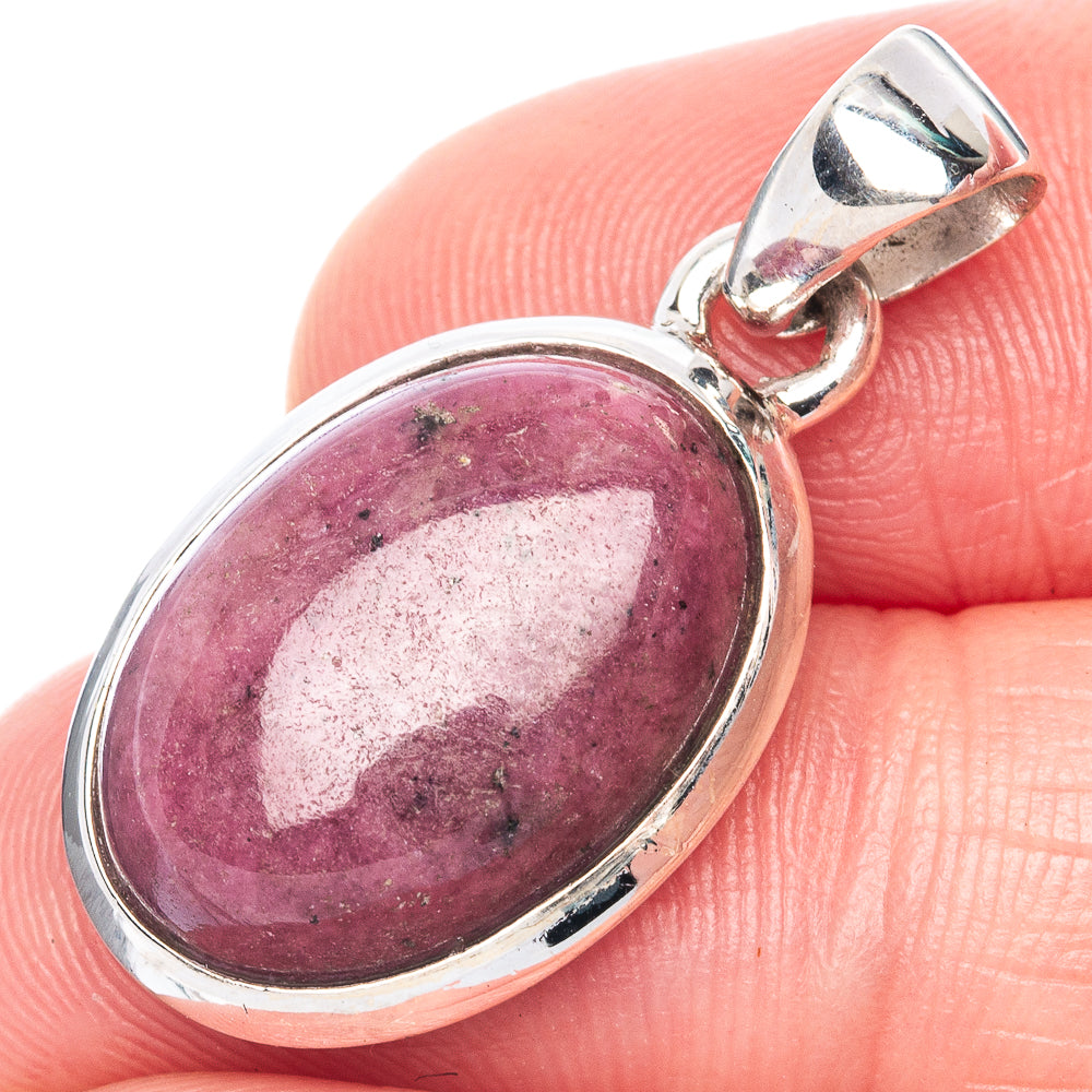 Ruby fuchsite pendant with oval cabochon and hinged loop bail in 925 sterling silver