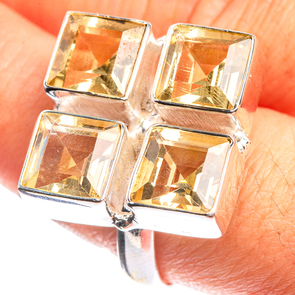 Large Faceted Citrine 925 Sterling Silver Ring Size 9.75