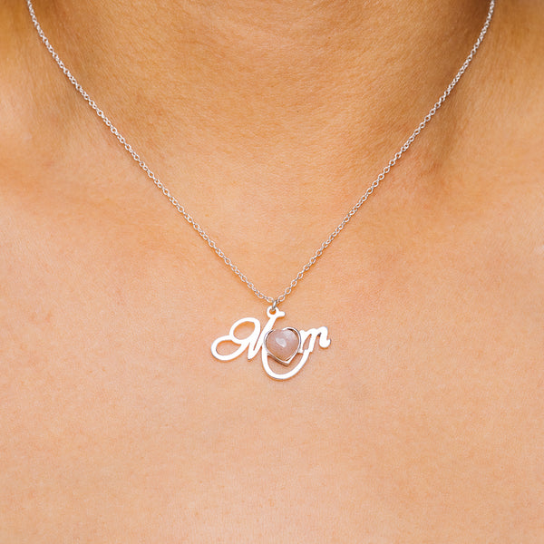 Sunstone Mom Necklace 16 to 18" (.925 Sterling Silver)