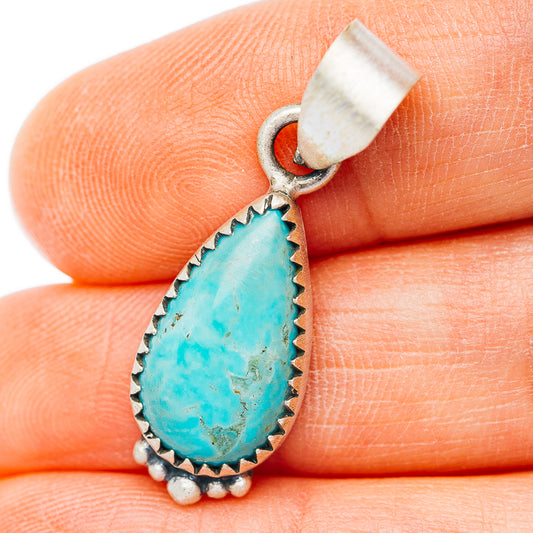 Southwestern Style Santa Maria Turquoise Pendant 1 3/8" (.925 Sterling Silver)