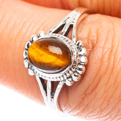 Tiger Eye Ring Size 7.5 (925 Sterling Silver) R5635