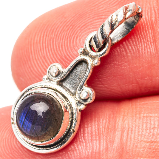 Labradorite pendant, .925 sterling silver oval bezel with blue flash stone