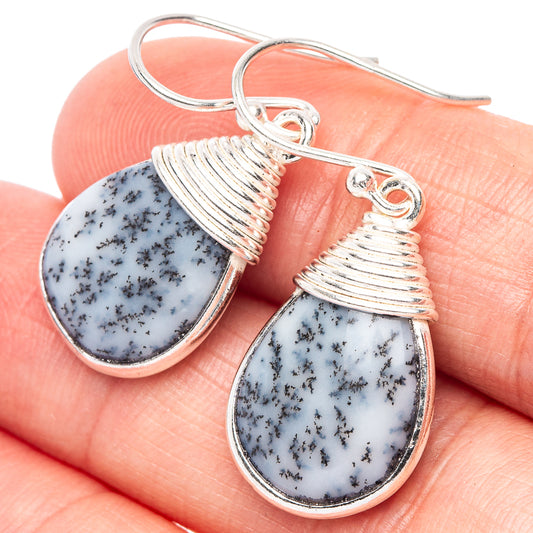 Dendritic Opal Earrings 1 3/8" (925 Sterling Silver) E2377