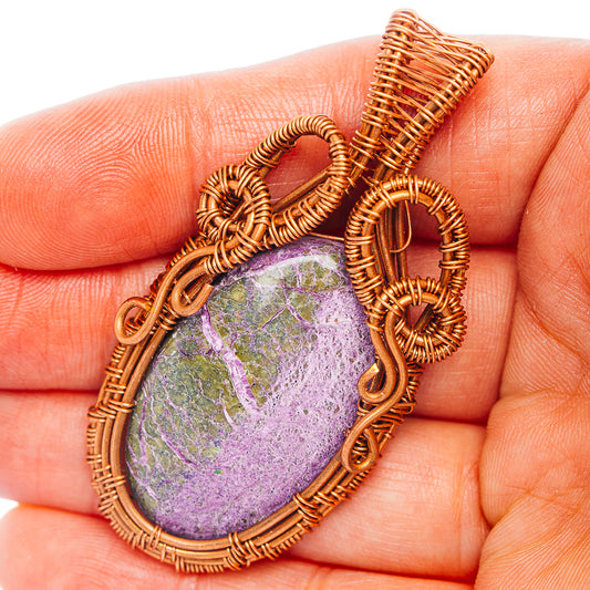 Purpurite Wire Wrap Pendant 2 3/8" (Copper)