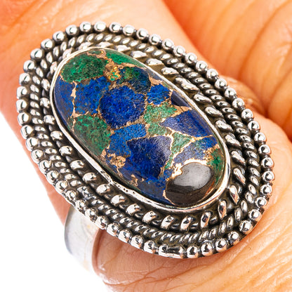 Azurite In Malachite Ring Size 6.75 (.925 Sterling Silver)