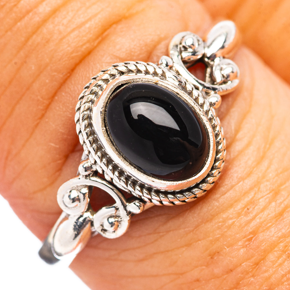 Dainty Black Onyx Ring Size 9.25 (.925 Sterling Silver)