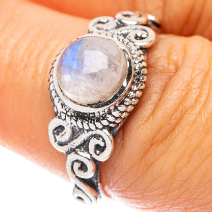 Rainbow Moonstone Dainty Ring Size 6.75 (925 Sterling Silver) R5883