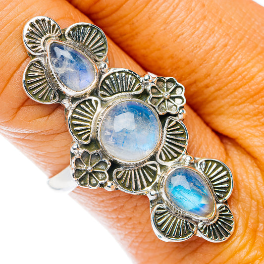 Rainbow Moonstone Ring Size 9 (.925 Sterling Silver)