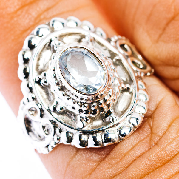 Blue Topaz Filigree Ring Size 7 (.925 Sterling Silver)