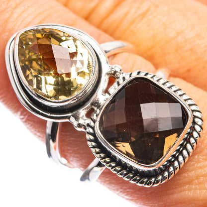 Large Smoky Quartz, Citrine Ring Size 9 (925 Sterling Silver) R143204