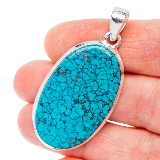 Premium Tibetan Turquoise Pendant 1 3/4" (.925 Sterling Silver)