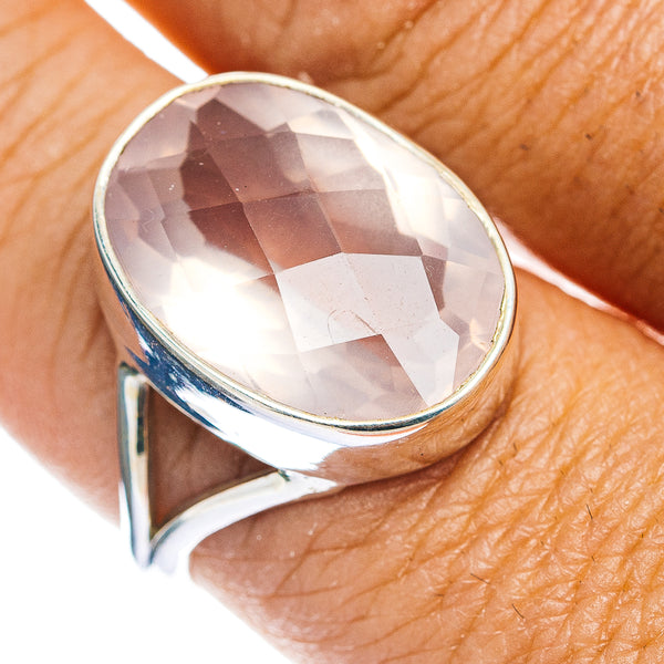 Premium Faceted Rose Quartz Ring Size 9.5 (.925 Sterling Silver)