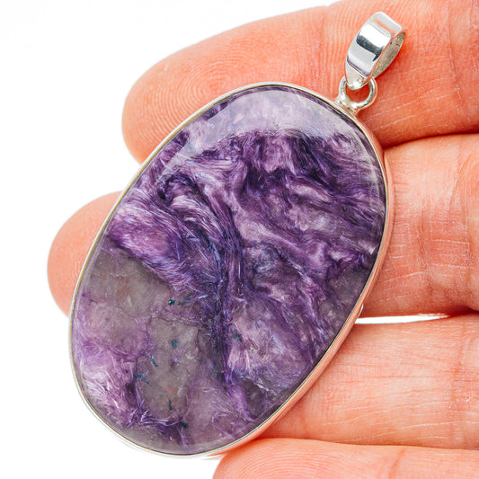 Premium Charoite Pendant 2" (.925 Sterling Silver)