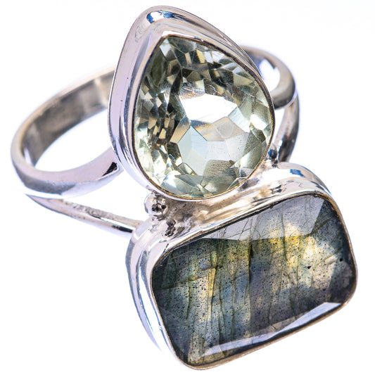 Large Labradorite, Green Amethyst Ring Size 10.75 (925 Sterling Silver) R141638