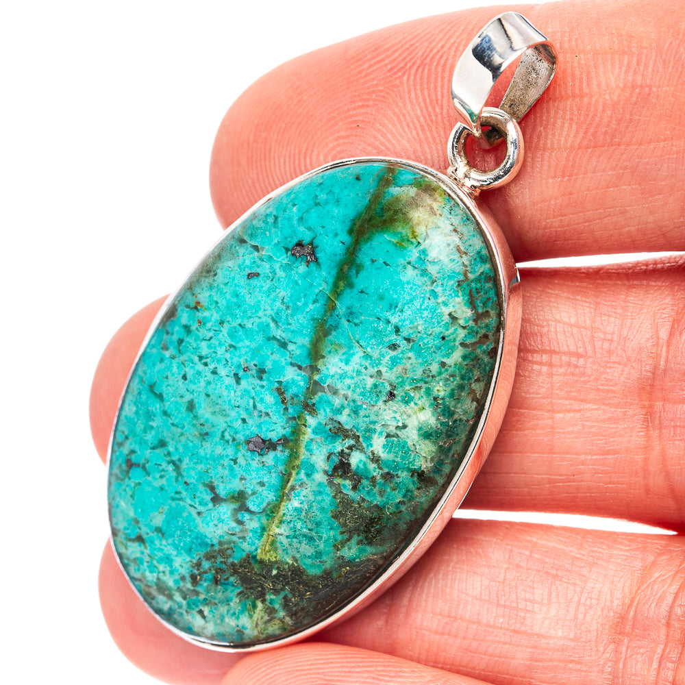 Premium African Turquoise Jasper Pendant 1 3/4" (.925 Sterling Silver)
