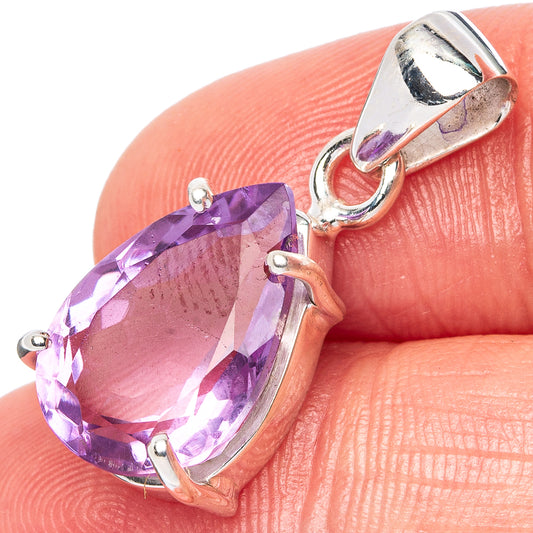 Faceted Amethyst Pendant 1" (925 Sterling Silver) P42998