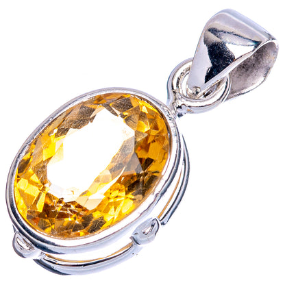 Value Faceted Citrine Pendant 1 1/8" (925 Sterling Silver) P42100