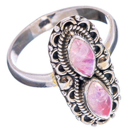 Pink Moonstone Ring Size 7.25 (.925 Sterling Silver)