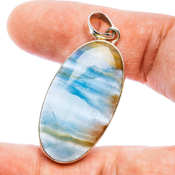 Rare Aquatine Lemurian Calcite Pendant 1 3/4" (.925 Sterling Silver)