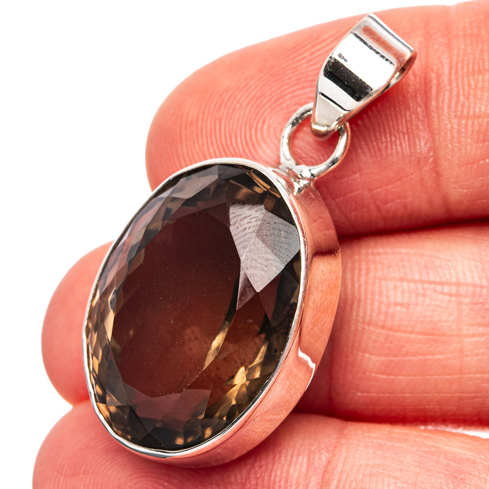 Premium Smoky Quartz Pendant 1 3/8" (.925 Sterling Silver)