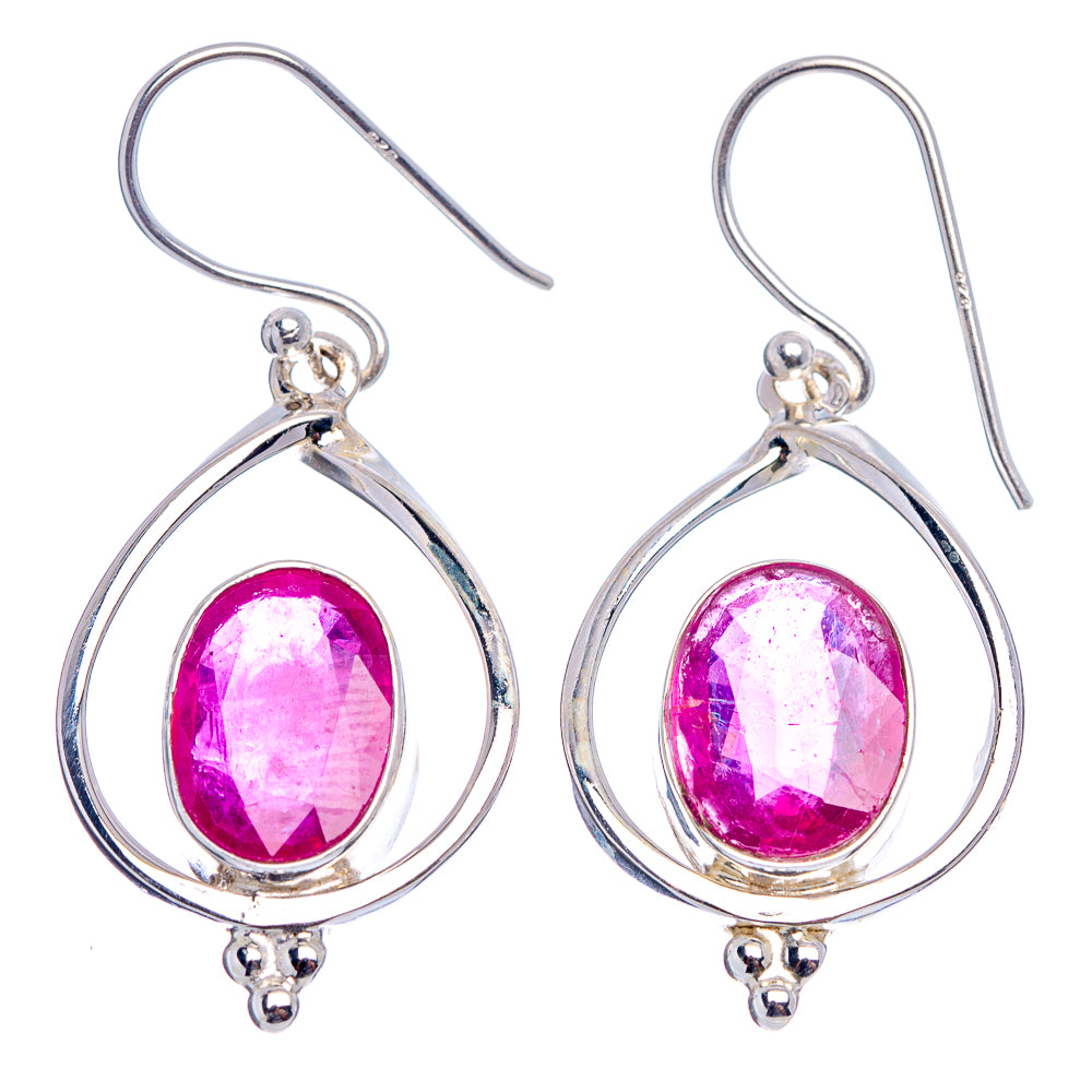 Premium 8 cttw Burmese Glass Filled Ruby Earrings 1 5/8" (.925 Sterling Silver)