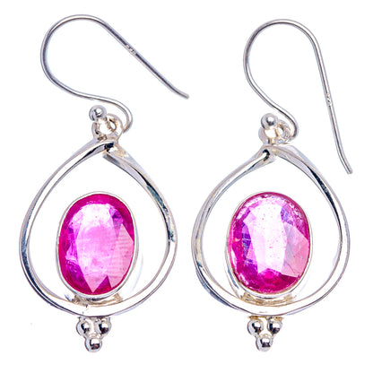 Premium 8 cttw Burmese Glass Filled Ruby Earrings 1 5/8" (.925 Sterling Silver)