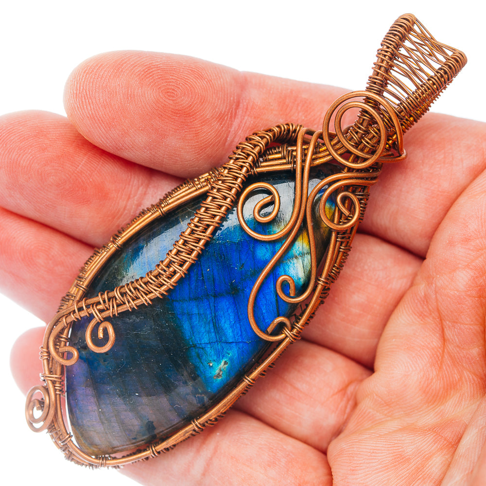 Spectrolite Wire Wrap Pendant 3 1/4" (Copper)