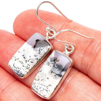 Dendritic Opal Earrings 1 3/8" (925 Sterling Silver) E1693
