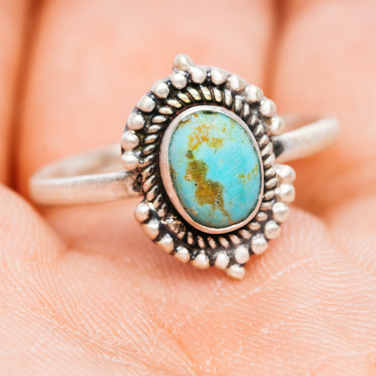 Southwestern Style Royston Turquoise Ring Size 8 (.925 Sterling Silver)