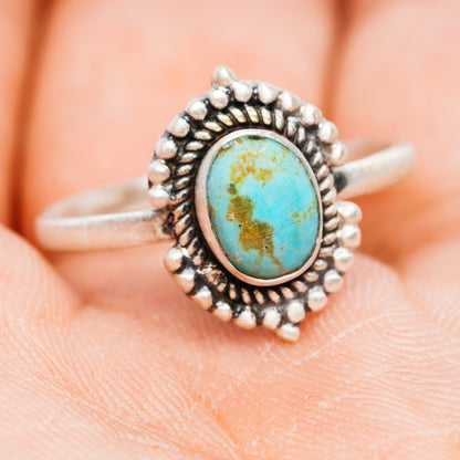 Southwestern Style Royston Turquoise Ring Size 8 (.925 Sterling Silver)