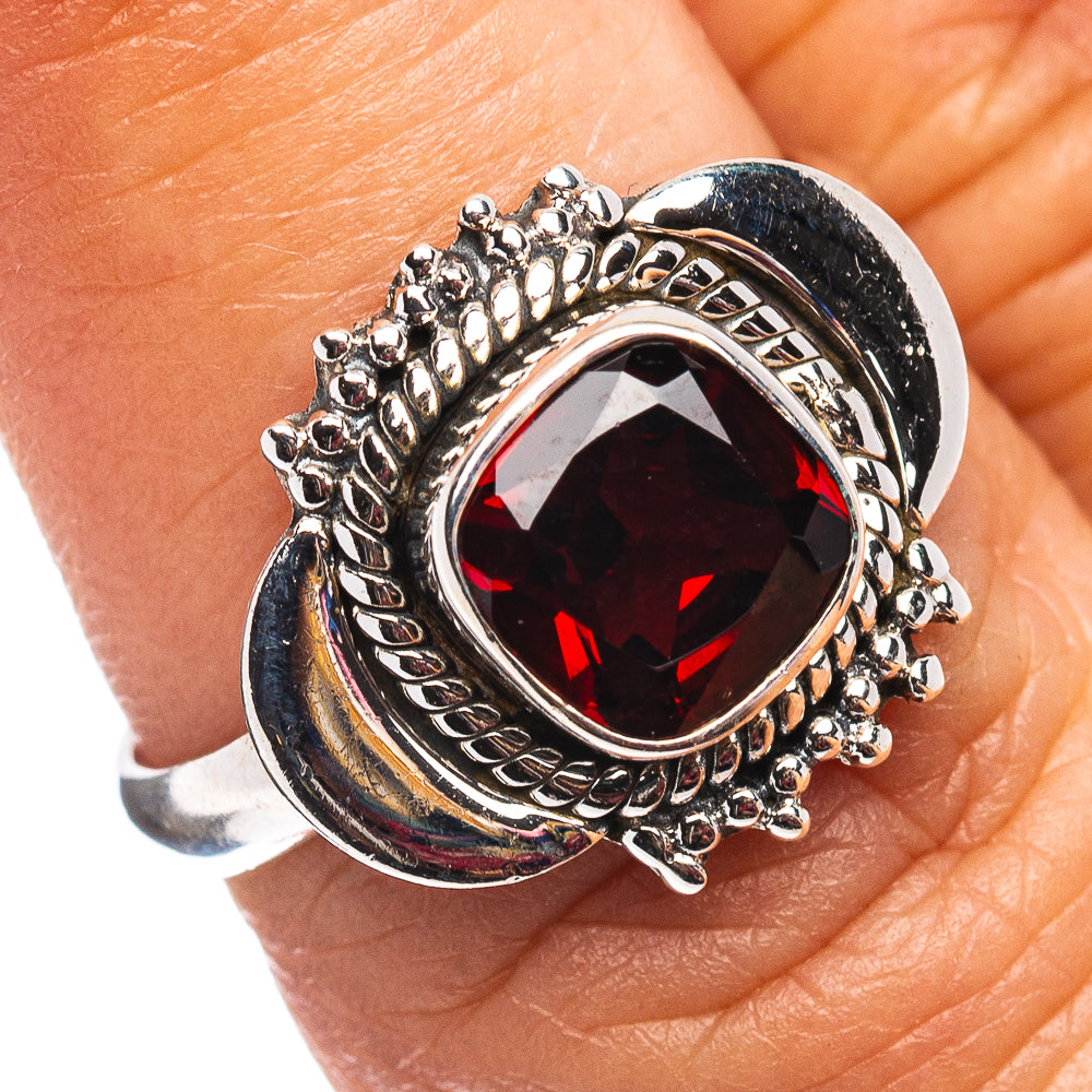 Garnet Ring Size 6.75 (.925 Sterling Silver)