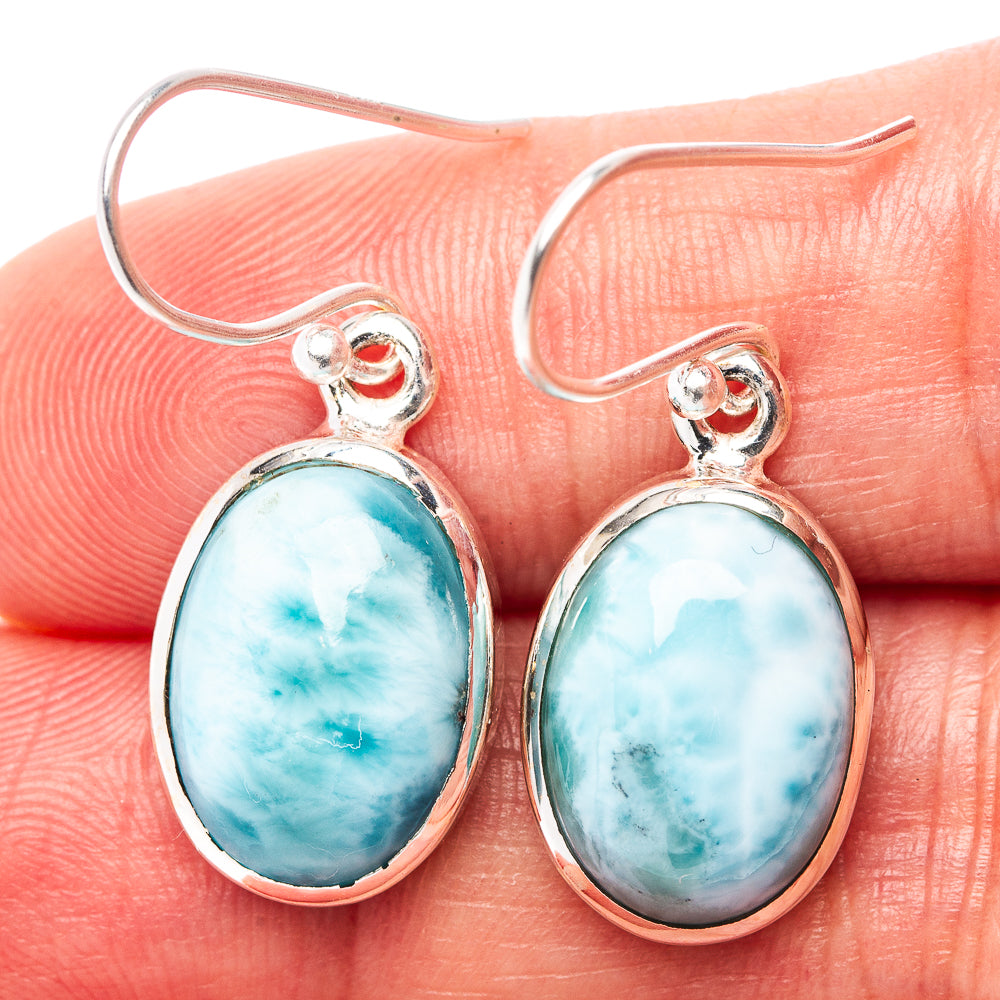 Larimar Earrings 1 1/4" (.925 Sterling Silver)