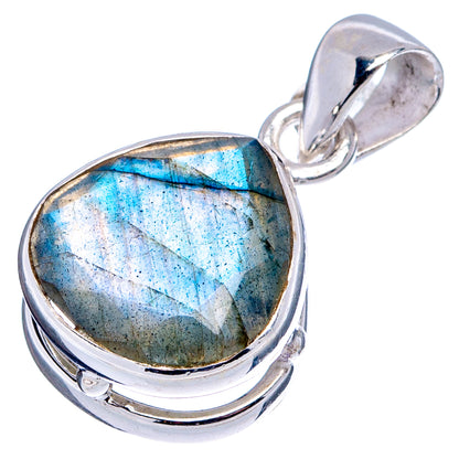 Faceted Labradorite Dainty Pendant 7/8" (.925 Sterling Silver)