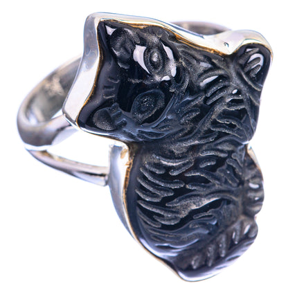 Black Onyx Cat Ring Size 8 (925 Sterling Silver) R143079