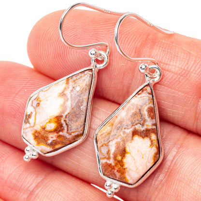Crazy Lace Agate 925 Sterling Silver Earrings 1 1/2" (925 Sterling Silver) E1443