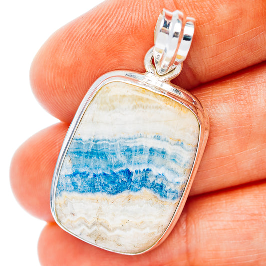 Blue Scheelite Pendant 1 1/2" (.925 Sterling Silver)